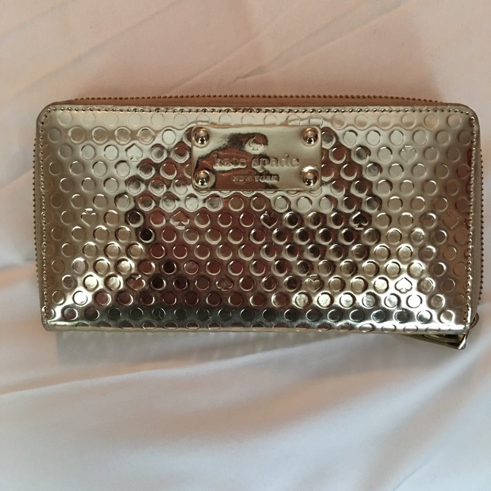 Gold Kate Spade Zip Wallet